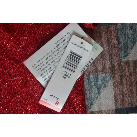 Deadstock y2k Jessica Howard Red Crochet Overlay Maxi Dress Size 8 Holiday Party - Picture 6 of 7